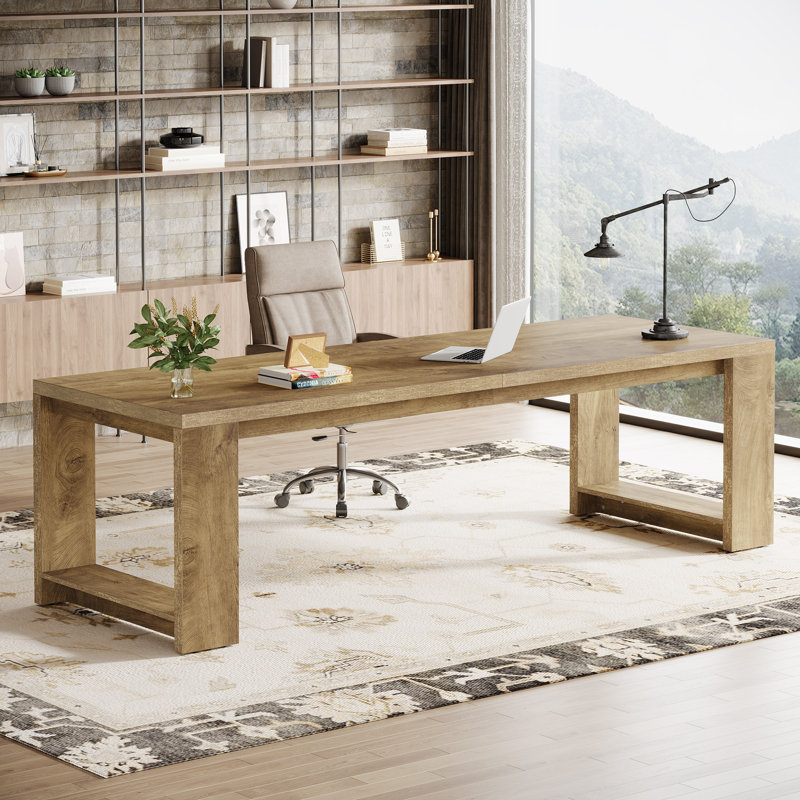 Millwood Pines 2 Person Desk, 86.6'' Extra Long Computer Desk